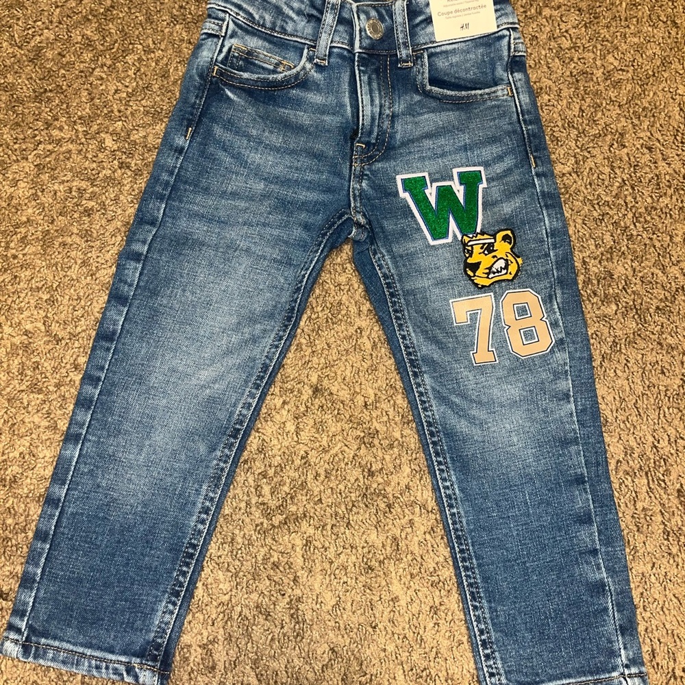 Blue Jeans with Sporty Embellishments